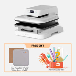 HTVRONT Auto Heat Press Machine 15" x 15"  220V - (2 Colors) & Materials Box For Free