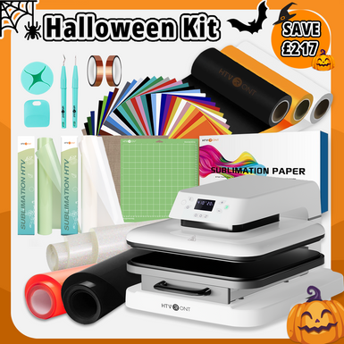 [🎃Halloween Kit] HTVRONT Auto Heat Press Machine 15" x 15"  220V + HTV & Sublimation & Tools Bundle（≥￡157）