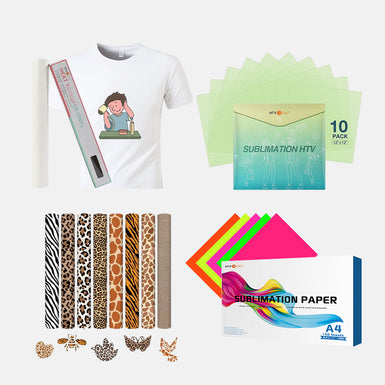 [T-shirt Bundle] Sublimation Paper & HTV Vinyl & 1 Pack L Size T-shirt Bundle