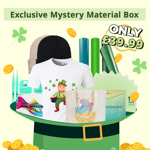 [St. Patrick's Day]  Exclusive Mystery Material Box - Sublimation Blanks & Heat Transfer Vinyl & Sublimation Paper Bundle