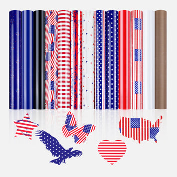 free gift 3：American Flag Heat Transfer Vinyl Bundle 12" x 10" - 13 Pack