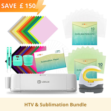 [HTV & Sublimation Bundle] LOKLiK iCraft™ Cutting Machine + HTV & Sublimation Bundle (mini heat press, 36 sheets HTV, 150 sheets sublimation paper, 20 sheets sublimation htv, weeding tools)