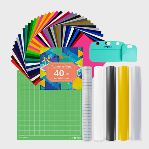 [Save £27] Adhevise Vinyl Starter Kit Bundle - 40 Sheets + 4 rolls 5ft Adhesive Vinyl + 1 roll 5ft Transfer Tape + Tools