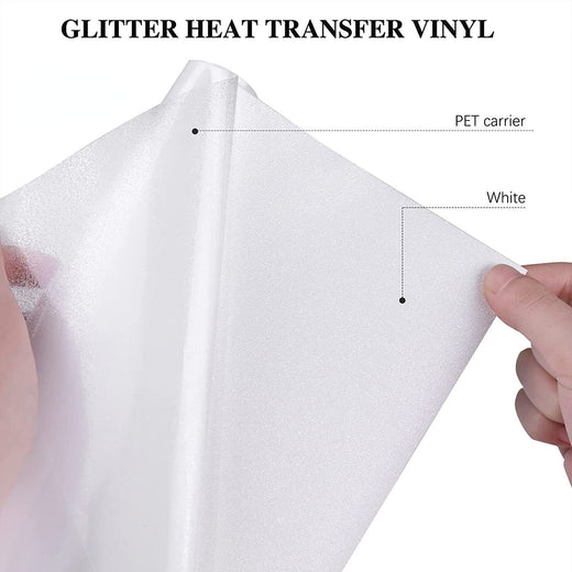 White Glitter Heat Transfer Vinyl Roll for Sublimation - 10" x 6 Ft