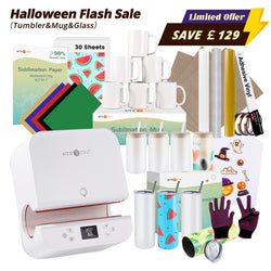 [Halloween Deal] Auto Tumbler Heat Press Machine  +Super Valued Bundle(30pcs Sublimation Paper+6pack Sublimation Mugs Blank-11oz+4Pack Glass 16oz+4Pack Tumbler Blank- 20oz+Sticker Paper*30+HTV*5+Adhesive Rolls*3+PTFE Teflon&Heat Tape+Gloves≥￡129)