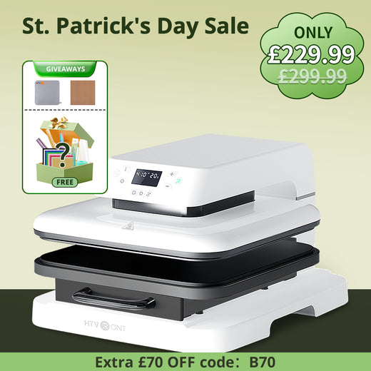 [St. Patrick's Day Deals]HTVRONT Auto Heat Press Machine 15" x 15"  230V - (2 Colors) & Materials Box For Free