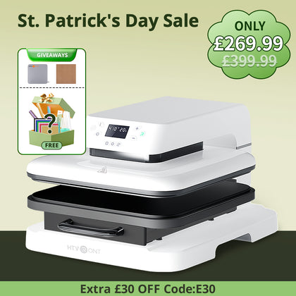 [St. Patrick's Day Deals]HTVRONT Auto Heat Press Machine 15" x 15"  230V - (2 Colors) & Giveaways