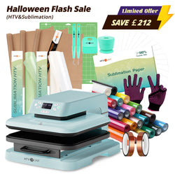 [Halloween Flash Sale] HTVRONT Auto Heat Press Machine 15" x 15" 220V + HTV & Sublimation & Tools Bundle