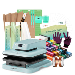 [Halloween Flash Sale] HTVRONT Auto Heat Press Machine 15" x 15" 220V + HTV & Sublimation & Tools Bundle