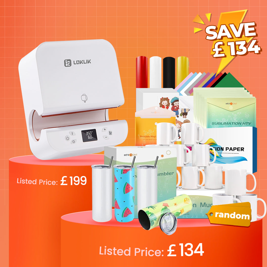 [NewUserExclusive]AutoTumblerHeatPressMachine230V+NewUserBundle(SublimationPaper*30+SublimationTumbler20oz*4+MugsBlank11oz*12+HTV*10+SublimationHTV*5+StickerPaper*10+4RollsAdhesiveVinyl≥￡134)