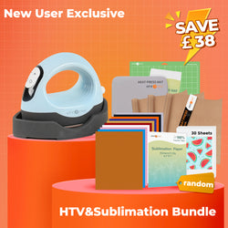 [New User Exclusive]HTVRONT Mini3 Heat Press+Starter Kit(Multicolor HTV*10+Sumblimation Paper*30+PTFE Teflon Sheet*3+Heat Press Mat+Cutting Mat≥￡45)