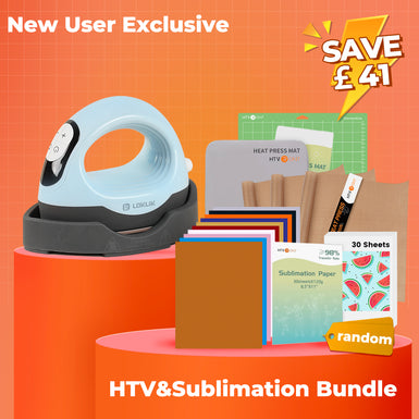 [New User Exclusive]LOKLiK Mini3 Heat Press+Starter Kit(Multicolor HTV*10+Sumblimation Paper*30+PTFE Teflon Sheet*3+Heat Press Mat+Cutting Mat≥￡45)