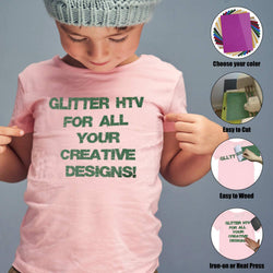 Glitter Heat Transfer Vinyl Bundle - 12"x10" 5 Pack（5 Assorted Colors）