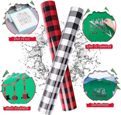 Christmas Buffalo Plaid Heat Transfer Vinyl Bundle - 12x5FT 2 Rolls