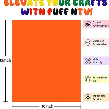 Multicolor Puff Vinyl Heat Transfer - 8 Sheets Assorted Colors （12“x10"）