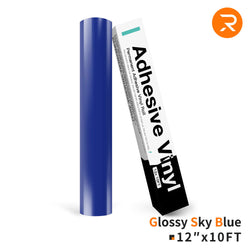 Permanent Adhesive Vinyl Roll - 12"x10 Ft Glossy Sky Blue