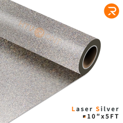 Glitter Heat Transfer Vinyl Roll - 10"x5 Ft Laser Silver 