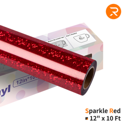 Holographic Sparkle Adhesive Vinyl Roll - 12"x10 FT  Sparkle Red