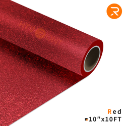 Glitter Heat Transfer Vinyl Roll - 10"x10 Ft  red